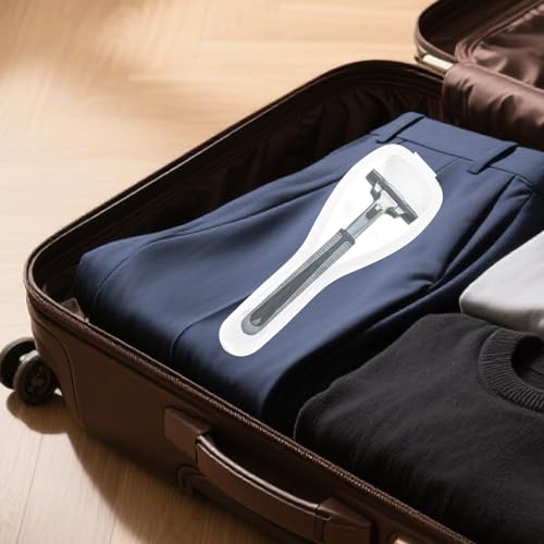 4 Pcs Razor Travel Case Set, 2 Black & 2 White Transparent Portable Manual Razor Cover, Travel Manual Shaver Razors Cover Holder Universal Shaver Storage Box Holder for Men (2.3x6.7)
