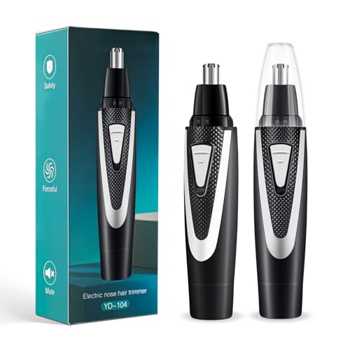 2Pcs Nose Hair Trimmers for Women Men, Precision Painless Multifunctional Ear and Nose Hair Trimmer, Waterproof No Pull & Snag Battery Operated Nasal Cutter for Ear, Eyebrows, Beard Grooming