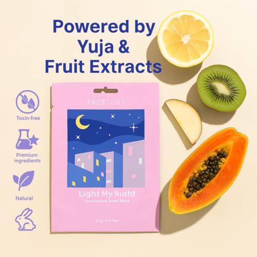 FACETORY K Beauty Face Mask for Men ? ILLUMINATING Sheet Mask with Yuja Extract | Skin Care for Men | Brightens, Evens Tone & Fades Post-Acne Marks (5 Pack)