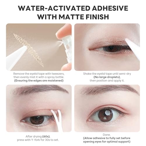 480 Pcs Breathable Double Eyelid Tape Invisible Eyelid Lifting Strips Glue-Free Face Eye Makeup Tape Natural Lace Lid Stickers with Tools - Pink Gold Base 20 Sheets L Size