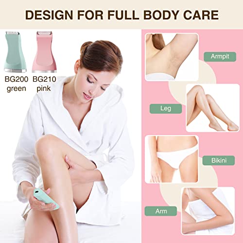 AREYZIN Women's Body Grooming Duo Pack: Matching Electric Bikini & Body Shaver Set (Green & Pink)