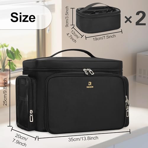 TANTO Large Makeup Bag, Makeup Artist Bag Professional Cosmetic Bags with 2 Pouches & Detachable Dividers Travel Makeup Train Case Portable Makeup Brush Bag Organizer Storage with Shoulder Strap