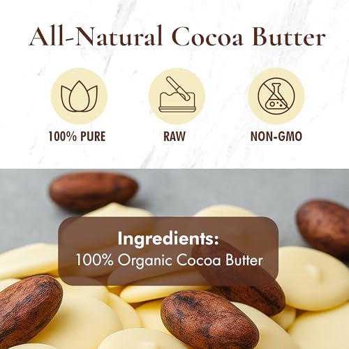 Raw Cocoa Butter-16 oz. - Non GMO - Vegan - Small disks for easy measurement - By SAAQIN ¢ç - Sold exclusively by HalalEveryday