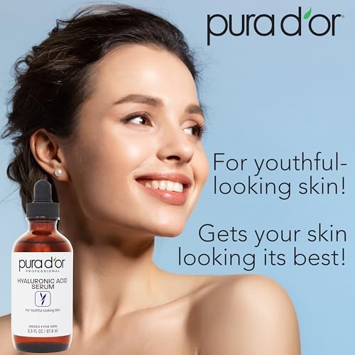 PURA D'OR Hyaluronic Acid Serum For Deep Hydration (3.3oz x3 = 9.9oz) Anti-Aging, Plumping & Moisturizing Formula For Smooth, Supple Skin - Natural Skincare Boost - Fine Lines & Wrinkle Reducer
