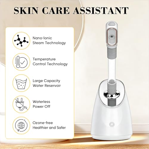 Facial Steamer Spa Kit, Nano Ionic Face Steamer for Deep Cleaning Unclogs Pores, Warm Mist Humidifier Steamer for Face Home Sauna SPA, Self Care Gifts for Women