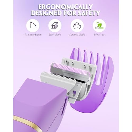 Bikini Trimmer for Women, Tiovara Painless Electric Razors Shaver IPX7 Waterproof Cordless Body Hair Trimmer Pubic Hair Removal with USB Charge Dock for Underarm Leg Arm Body Face Silk Skin (Medium)