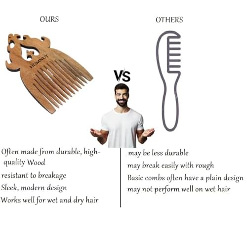 Unisex Sandalwood Hair Comb | 5 x 3 Inch Wooden Comb for Hair, Beard & Moustache | Portable, Pocket-Sized Grooming Accessory