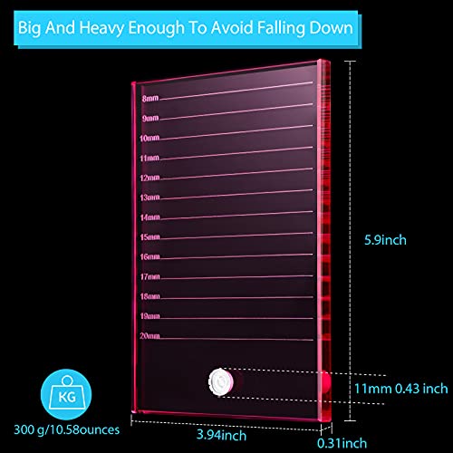 Maitys Eyelash Crystal Pallet Eyelash Extension Pallet Bigger Size Glass False Lash Tray Strip Adhesive Glue Holder(5.9 x 3.94 x 0.31 Inch,Pink)