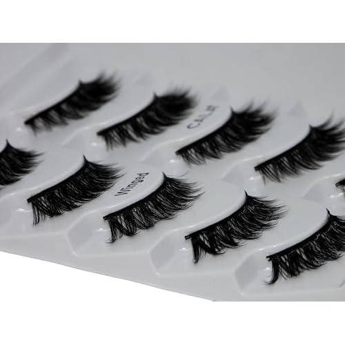 CALA Faux Mink Volt Lashes Winged (5 Pack), Medium Volume Lightweight Strip False Eyelashes, 100% Handcrafted Soft Synthetic Fibers, Cruelty-Free, Easy Apply, Contact Lens Friendly