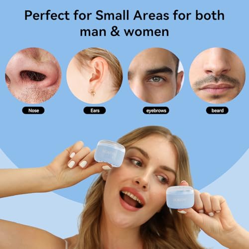 Nose Ear Eyebrow Upper Lip Waxing Kit for Men & Women - 50g Wax, 6 Sticks, 6 Nose Applicators, Portable Wax Warmer with Smart Temp Control & Red/Green Light Guidance, Multi-Use Home & Travel
