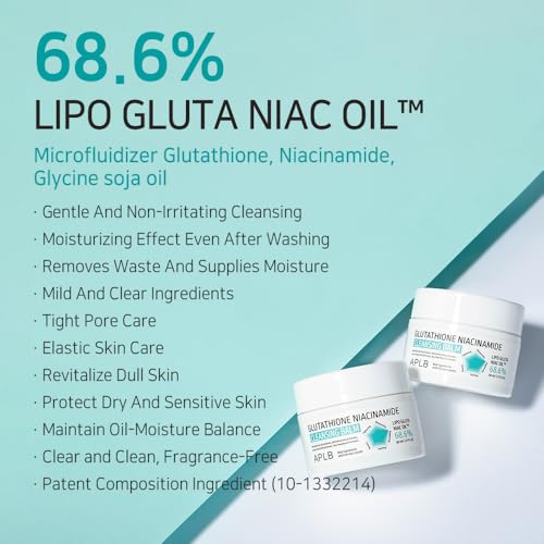 APLB Glutathione Niacinamide Cleansing Balm | LIPO GLUTA NIAC OIL¢â 68.6% 2.71 FL.OZ/Korean Skincare, Makeup remover for sensitive skin, Moisturize, Pore care