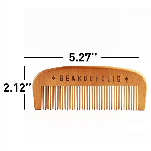 Beardoholic Beard Comb and Brush Set ? 100% Boar Bristles ? 100% Pearwood ? Anti-Static, Eliminates Tangles, Ingrown Hairs, Dandruff ? Keep Your Beard Neat and Tidy ? Long Lasting