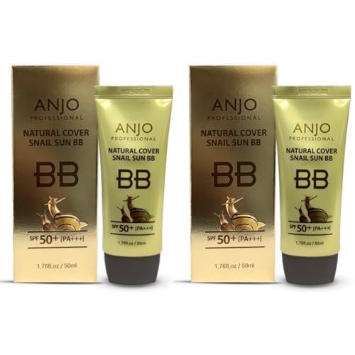 Anjo Snail BB Cream Korean 2 Pack 50ml - Korean BB Cream Professional Skincare - Lightweight, Non-Greasy Mucin Moisturizer - Natural Cover Foundation for Even Skin Tone