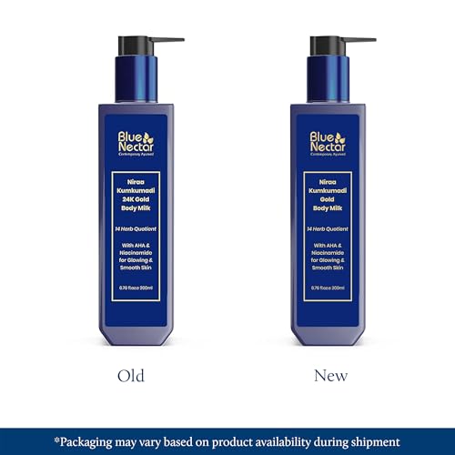 Blue Nectar Gold Body Milk for Women & Men | Body Lotion with Plant Based AHA & Niacinamide | Moisturizer for Body | All Skin Types (14 Herbs, 6.76 Fl Oz)