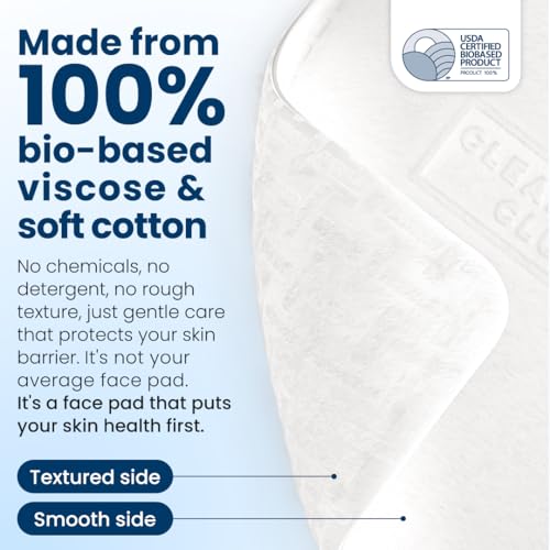 Clean Skin Club Clean©÷ Pads 2.0 [New & Improved Edges] Guaranteed Not to Shed & Tear, Unique Triple Layers, Textured Side & Ultra Soft Side, Organic Disposable Cotton, Pair with Makeup Remover 2 Pack