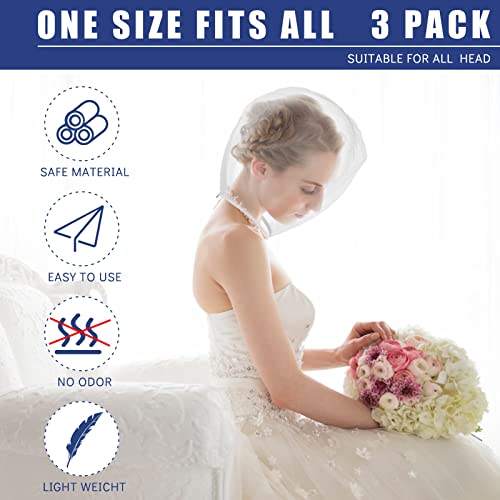 Flutesan 3 Pieces Makeup Protector Hood Protects Hair and Make up Nylon Chiffon Light Airy Makeup Hood Zipper Closure Face Cover Washable Hair Net Face Mask Cover for Women Beauty Weddings(White)