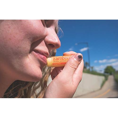 ZAMBEEZI Fair Trade, Organic Beeswax Lip Balm - Variety 6 Pack (Lemongrass, Tangerine, Wild Rose, Sweet Basil, Suncare and Honeybalm) - Ethically Sourced