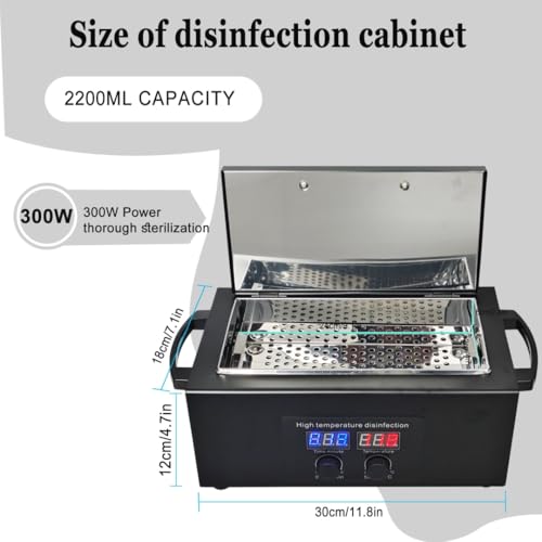 Tool Sterilizers, High temperature sterilization up to 230¡ÆC Time Setting, for Nail Salons Dental Clinics Hair Cutting Tools and Daily Household Use Black