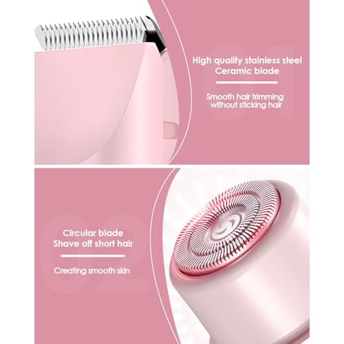 Bikini Trimmer for Women, 2-in-1 Women Electric Shaver, Type-C Rechargeable Pubic Hair Shaver Wet & Dry Waterproof, Dual Head Body Hair Remover for Sensitive Skin?