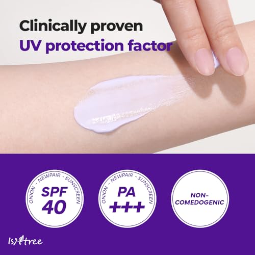 ISNTREE Onion Newpair Sunscreen 50ml, 1.69 fl.oz | SPF 40 | Korean Skincare | Hydrating Sun Protector | Evens Skin Tone | Purple Sunscreen | Broad Spectrum