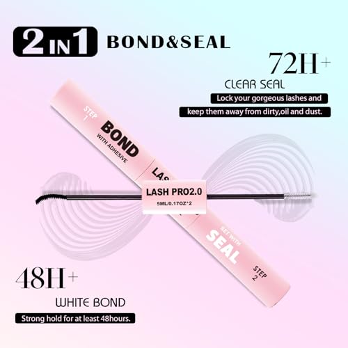 SY-SHUYING Black Lash Bond and Seal Mascara for Long Lasting Waterproof Non Irritating Mild Formula Eye lash Extensions 5ml+5ml