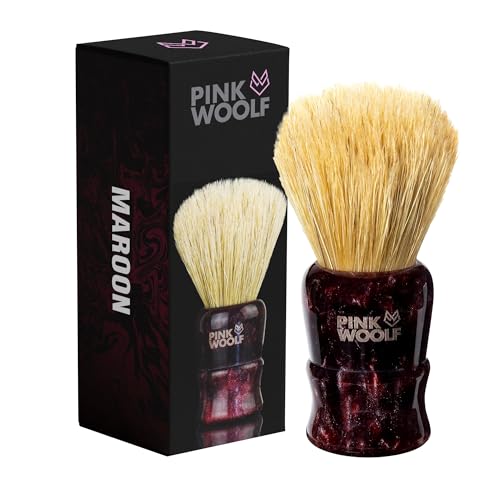 Luxury Boar Shaving Brush for Men ? 28mm Soft Boar Bristles, Dense Knot, Premium Handle, Rich Lather for Cream & Soap, Traditional Wet Shaving | MAROON HANDLE