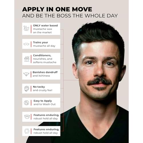 Bossman MUDstache Unscented Mustache Wax for Men (1 oz) ? Strong 24-Hour Hold, Non-Tacky & Easy to Apply for Taming & Styling