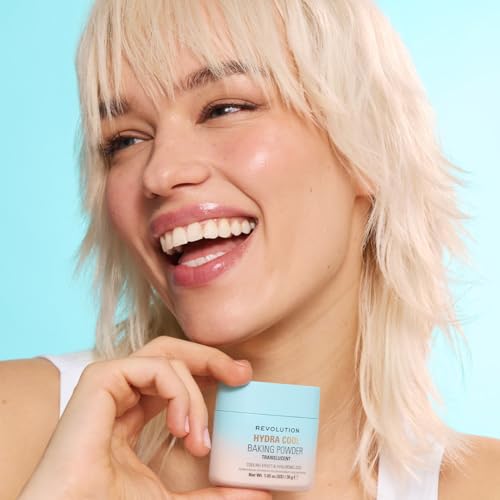 Revolution Beauty London, Hydra Cool Cooling Loose Baking Powder, Makeup Setting Powder for Hydrating Skin, Enriched with Hyaluronic Acid, Vegan & Cruelty-Free, 1.05 oz
