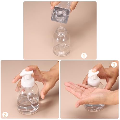 uxcell 2PCS Square Empty Foam Pump Bottle, 650ml Travel Foam Soap Dispenser Empty Refillable Plastic Pump Bottle for Lash Shampoo, Hand Soap, Facial Lotion(7.6", Clear Dark Green)