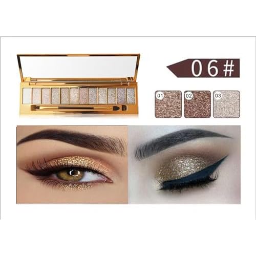 Glitter Eyeshadow Palette,12-Color Shimmer Eyeshadow Makeup Set with Highly Pigmented, Waterproof & Long-Lasting Metallic Sparkle (12-color)