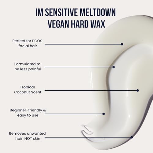 Crybaby Wax I¡¯m Sensitive Meltdown Vegan Hard Wax 6.5oz, Coconut-Infused Stripless Wax for Sensitive Skin, PCOS Facial Hair, Face, Bikini, Underarms & Body (2.2 Pounds)