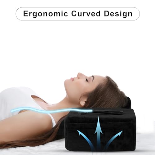 IMENE Lash Pillow for Eyelash Extensions- Memory Foam Lash Pillow with Neck and Back Support, Large Ergonomic lash Bed Pillow with Velvet Pillowcase and Lash Organizer Pockets