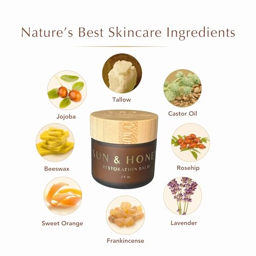 Beef Tallow for Face ? Tallow Face Moisturizer with Castor Oil, Luxury 100% Grass-Fed Tallow Balm for Dry & Mature Skin | Cosmetic Grade | Sun & Honey