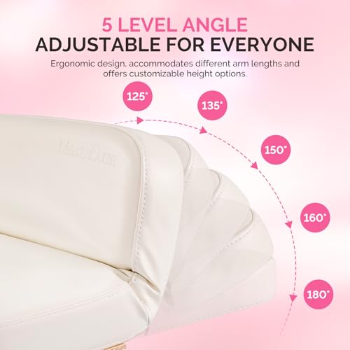 MelodySusie Foldable Manicure Arm Rest for Nails Tech, Adjustable Nail Arm Rest for Acrylic Nail Art, Professional PU Leather Nail Hand Rest Stand for Manicurist, White
