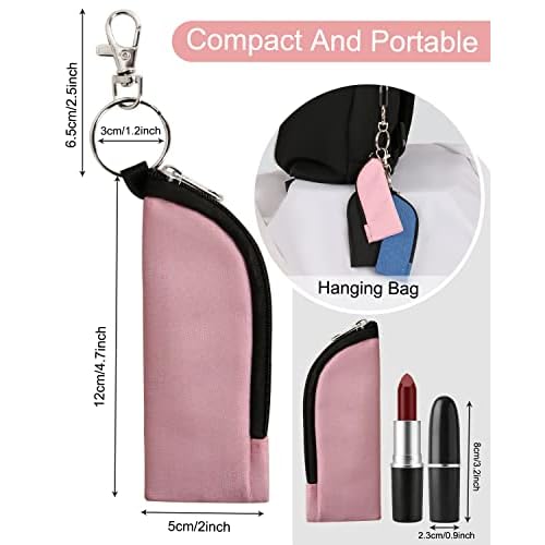 Chapstick Holder Lip Balm/Gloss Sleeve Pouch Portable Lipstick Bag With Hook Gift for Women (3pcs)
