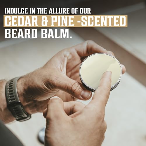Viking Revolution Cedar and Pine Beard Balm for Men and Beard Oil Bundle - With Argan and Jojoba Oils - Soften and Moisturize your Beard