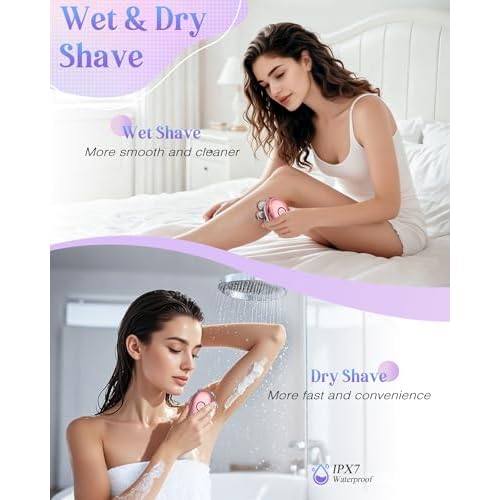 Electric Razors for Women Legs:Cordless Electric Shaver for Women-Wet Dry Womens Electric Shaver-Rechargeable Body Shaver for Smooth Leg Shaving Gift for Her (Pink)