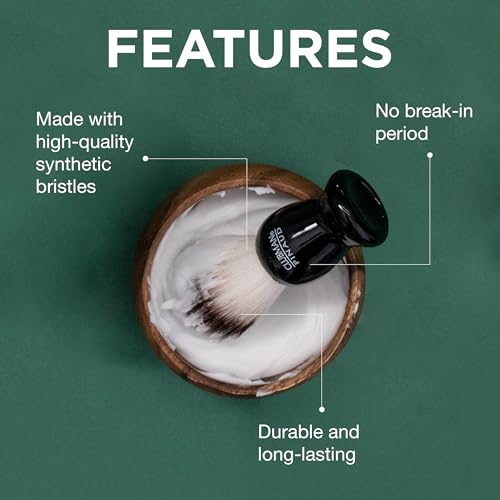 Clubman Pinaud Shave Brush ? Classic Shaving Brush for Men, Soft Bristles, Ideal for Lathering Shaving Soap, Black Handle, 1 Pack