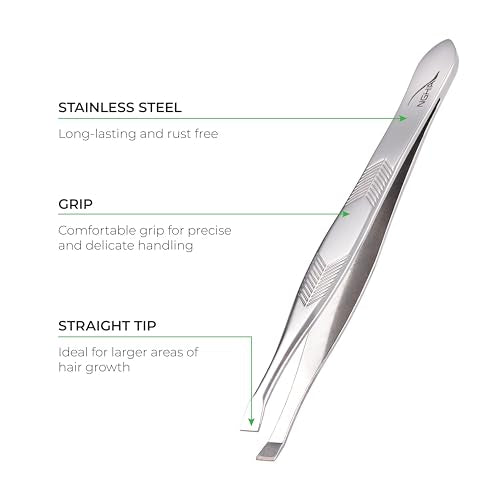 NGHIA Straight Tip Tweezer - N-406 | Stainless Steel Eyebrow Tweezer for Precision Grooming | Hair Removal | Professional Quality for Salon and Home Use