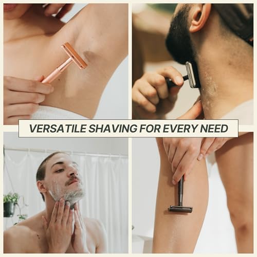 Single Blade Safety Razor for Men & Women (Onyx) Premium Aluminum Handle, Reusable & Plastic-Free ? Smooth, Close Shave with Less Irritation ? Includes 10x Blades & Travel Bag - Onyx