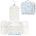 Narwey Large Hanging Toiletry Bag for Women Travel Makeup Bag Make up Organizer Toiletries Bag for Cosmetics Essentials Accessories (Large, Little Blue Flower)