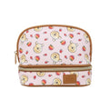 Impressions Vanity Winnie the Pooh Double Layer Makeup Bag with Top and Bottom Zippered Compartments, Winnie the Pooh Artwork Makeup Organizer with Faux Saffiano Leather, Gold Hardware Slip Pocket