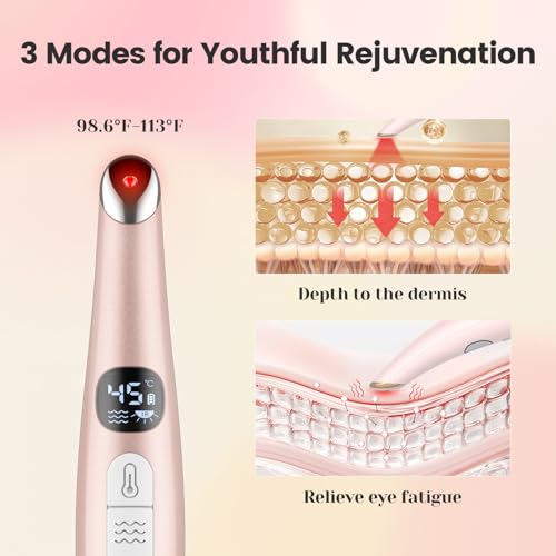 Eye Lift Wand, 3 Modes Eye Massager Wand, Eye Massager for Dry Eyes, Dark Circles and Puffiness, Eye Lifting Device for Fine Lines, Black
