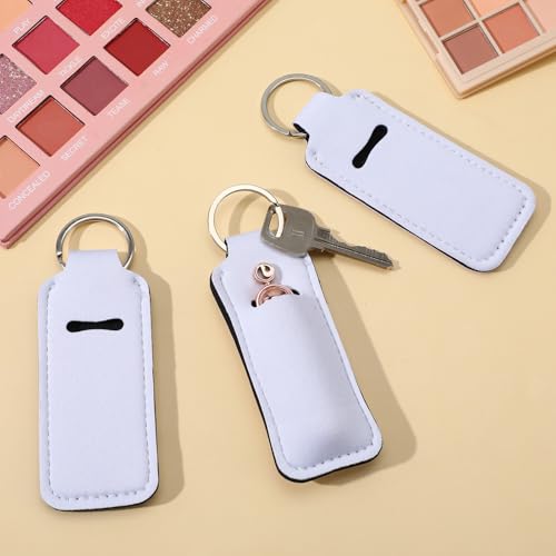 50 Pcs Sublimation Lipstick Holder Blanks Bulk Blank Neoprene Lipstick Holder Keychain Travel For Women DIY Key Ring