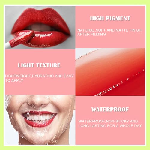 7 Colors Lip Tint Stain Set, Watery Lip Stain Mini Liquid Matte Lipstick,Moisturizing Lip Stain, Long-Lasting,Non-Stick Tinta Para Labios, Waterproof and High Pigment Lip Makeup (02# AVOCADO)