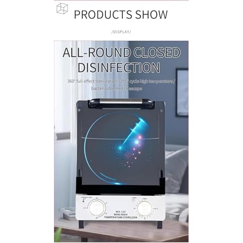 Sterilizer for Nail Tools, 12L Multifunctional High Temperature Cleaning Dry Box Stainless Steel with Temp Control, Tweezer Sterilizer, Stainless Trays, Timer, Nail Salon Equipment