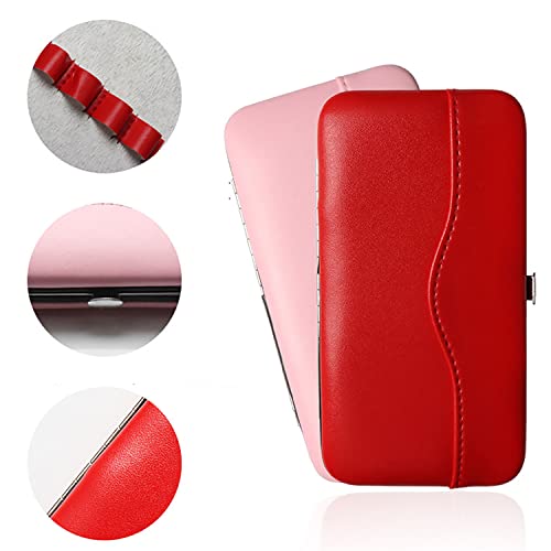 Small Tweezers Case for Eyelash Extensions, PU Leather Empty Tweezers Storage Bag, Portable Travel Case for Eyelash Grafting Extension Makeup Tools Scissors Lash Brush (Red), TC-RED