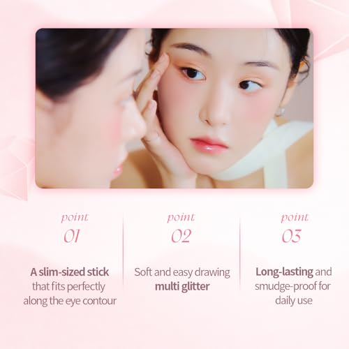 INGA Shine Eyes Stick Shadow - Creamy Shimmer Eyeshadow, Smudge-Proof, Easy-to-Blend, Long-Lasting Eye Makeup Stick with Precise Tip for Easy Application (Shining Sugar)