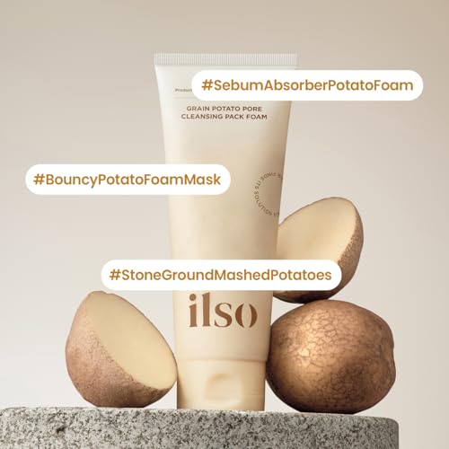 ilso Grain Potato Pore Cleansing Pack Foam, Deep Cleansing Mask for Acne-Prone Skin, with Totarol, Pore Cleanzyme, Daily Exfoliating Cleanser, Korean cleanser, 5.07 fl. oz.
