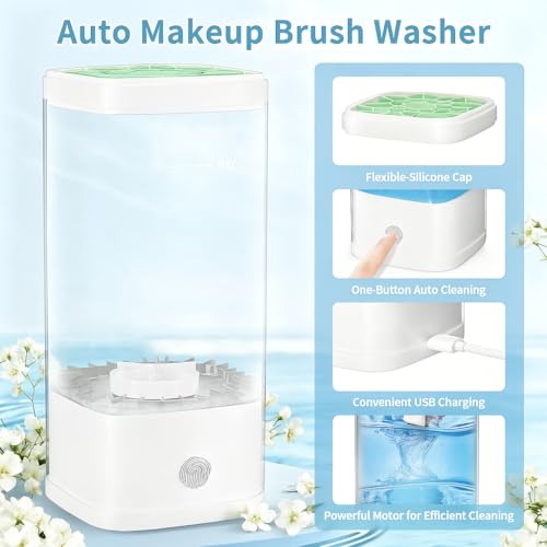 Electric Makeup Brush Cleaner -7000 RPM Plug-In Automatic Brush & Sponge Cleaning Machine with Fast Dry Function - IP65 Waterproof Makeup Brush Cleaner